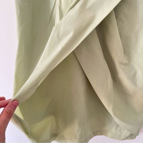 Esley White Ruffled Top Pale Green Botton Sleeveless Two Tone Dress - Picture 4 of 8